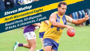 Steven Motlop had 50 disposals on debut for North Warrnambool Eagles. Picture by Justine McCullagh-Beasy