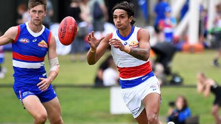 Jamarra Ugle-Hagan, pictured training with the Western Bulldogs in 2023, has signed a two-year contract extension. Picture by Adam Trafford