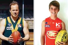 Jonty Steele (right) is showing talent as a footballer like his dad Richard (left), a former south-west football star. File picture and supplied