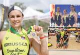 Lisa Munro, Mia Cook and Steve Kerr won gold medals for Warrnambool at 'The Aussies'. Pictures supplied