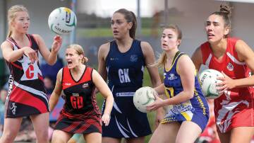 Shelby O'Sullivan (Koroit), Nadine McNamara (Cobden), Amy Wormald (Warrnambool), Kate O'Meara (North Warrnambool Eagles) and Ally O'Connor (South Warrnambool) will be front and centre this season. Pictures by Anthony Brady, Eddie Guerrero and Sean McKenna