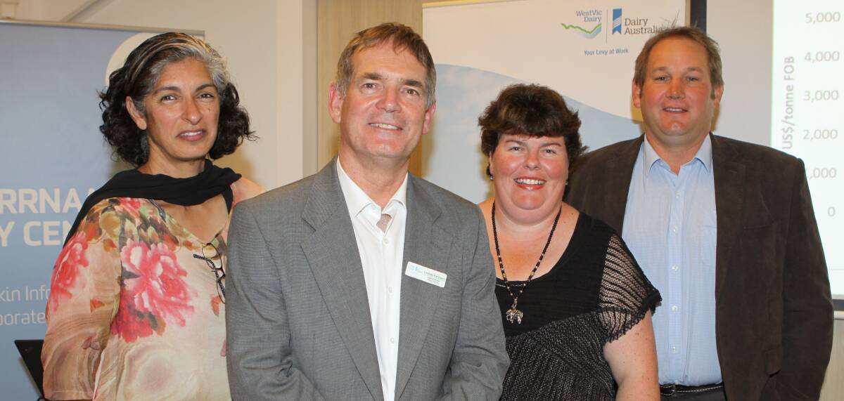 Helping: WestVic Dairy regional manager Lindsay Ferguson (second from left) with other board members.