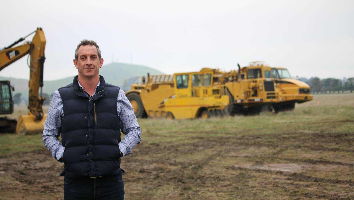 Underway: Western Victoria Livestock Exchange director Rohan Arnold on the site of the private regional saleyards being built at Mortlake. 