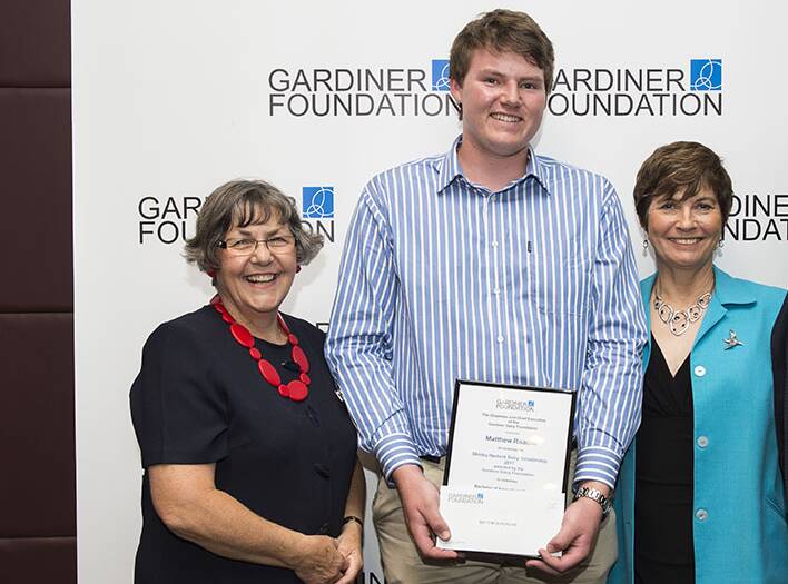 Scholar: Matthew Roache of Woolsthorpe with Shirley Harlock, left, and Judith Slocombe at the lunch at which he was awarded a scholarship from the Gardiner Foundation. 