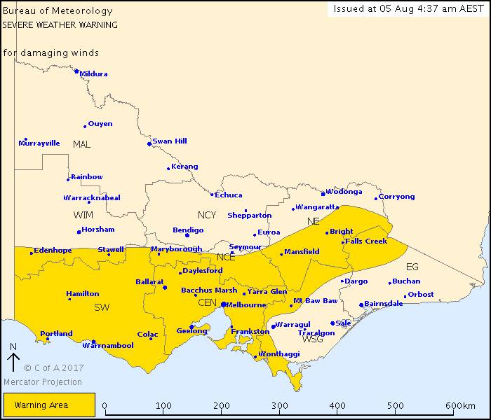 Severe weather warning issued for Warrnambool