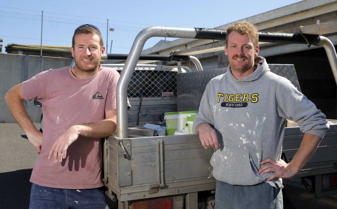 GOOD SAMARITANS: Warrnambool plasterers Matthew Gleeson and Brad Kelly helped stop an ill driver and call for assistance. Picture: Rob Gunstone