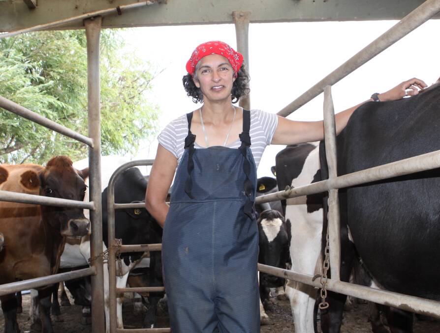 NOT FAIR FOR THE FARMERS: Crossley farmer Karrinjeet Singh-Mahil in the dairy. Ms Singh-Mahil is also on the West Vic Dairy board. Picture: Everard Himmelreich