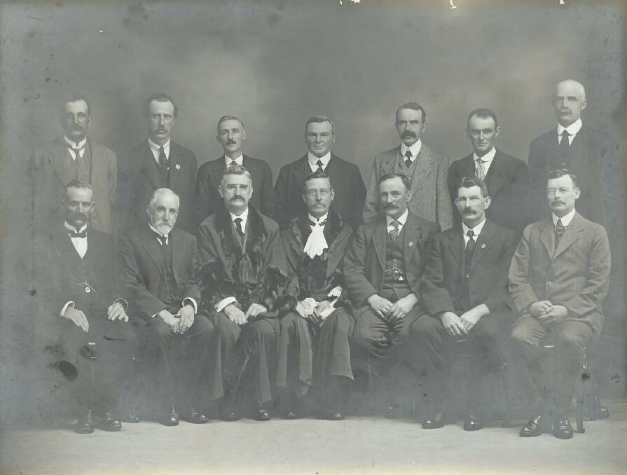 BACK IN THE DAY: Warrnambool City councillors of the day in 1918. Mayor William Swinton is in the centre of the front row. 