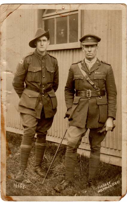 HONOURED: Reginald Titford, left, with another soldier. The City of Warrnambool Rowing Club is hoping to name a road after him. 