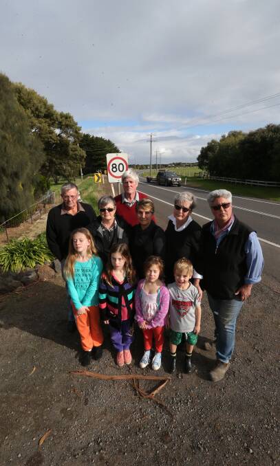 SLOW DOWN: Residents Frank Hinkley, Susan Thomas, Roy and Linda Carson, Essie Warmuth and Genevieve Grant want a lower speed limit. Picture: Damian White