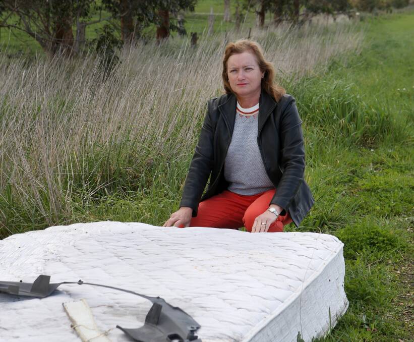 DUMPED: Warrnambool City Council election candidate Tricia Blakeslee would like to see the introduction of a hard rubbish collection for Warrnambool, similar to those that run in metropolitan areas. Picture: Amy Paton