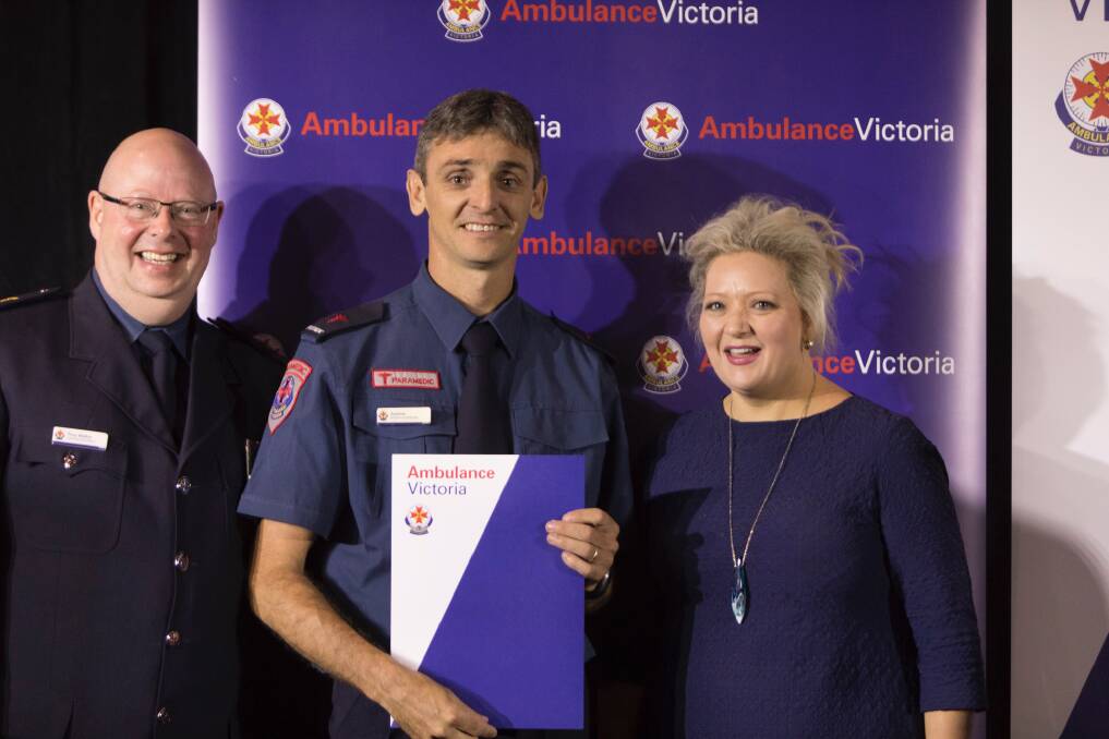 Andrew with Tony Walker and Health and Ambulance Services Minister Jill Hennessy. 