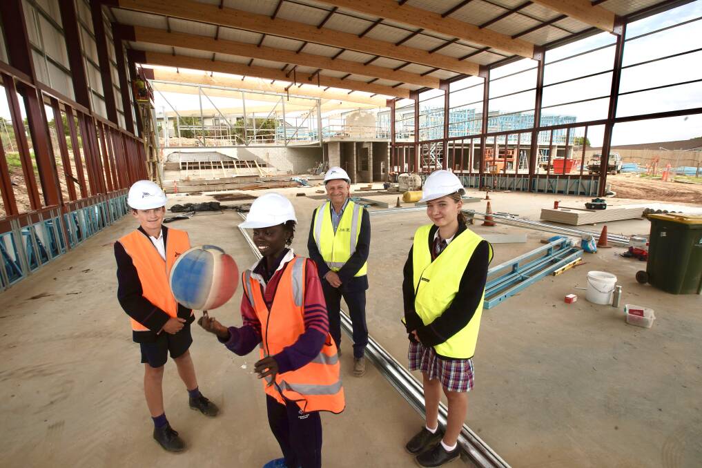 Monty Darcy, Gano Akoch, principal Peter Morgan and Ruby Koch check out the new centre. Picture supplied