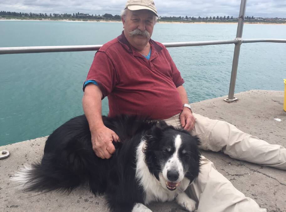 BEST MATES: Grenville Silvester, 65, on the Warrnambool breakwater, feels safe in the knowledge Benni the border collie will warn him when his blood sugar is low.