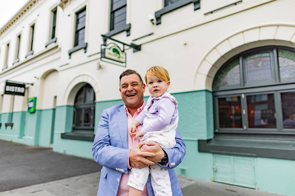 Mark McIlroy, with his daughter Millie, 2, has taken over the Whalers Hotel with three other partners. Picture by Anthony Brady