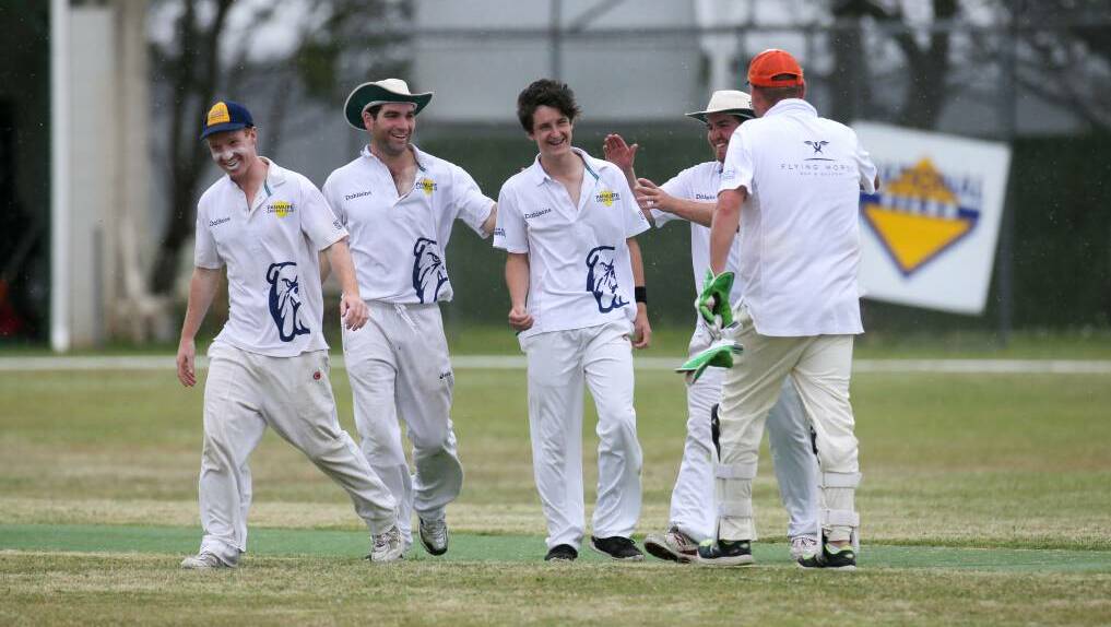 TOP TEEN: Panmure players congratulate bowler Brad Gedye on taking a wicket. Picture: Rob Gunstone
