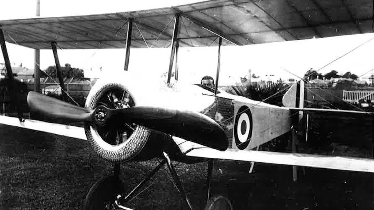 Basil Watson in the new plane he built which he flew to Warrnambool.