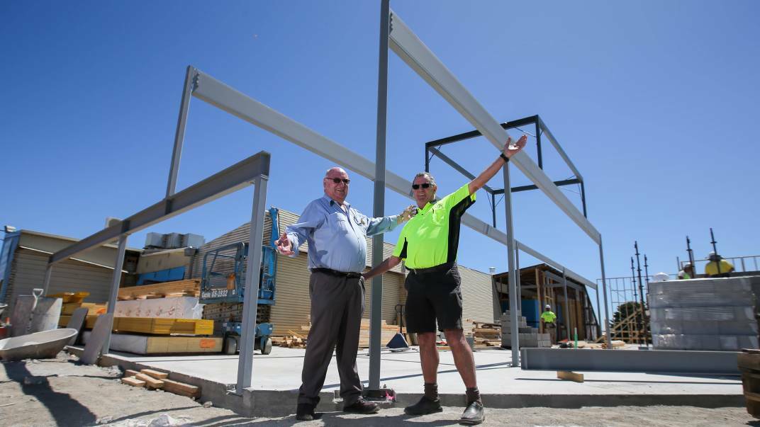 New look: Warrnambool RSL president John Miles and Bolden Constructions director Ian Bolden are excited about the Warrnambool RSL redevelopment. Picture: Rob Gunstone
