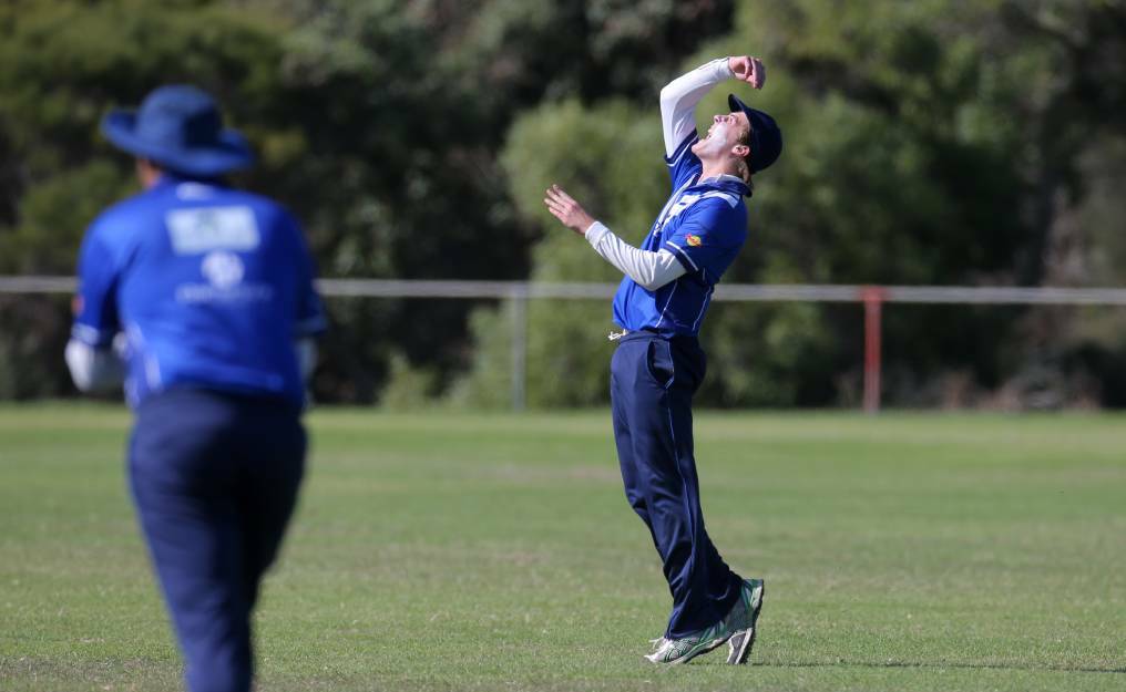 FINALLY: Russells Creek's Connor Macleod celebrates after taking the match winning catch. Picture: Rob Gunstone