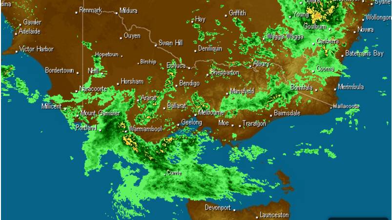 A snapshot of the Elders weather radar at 1.30pm Tuesday.