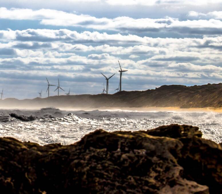 SCENIC: Josh Beames' photo of Yambuk's rocky coastline and windfarm behind sea mist caught the eye of Premier Daniel Andrews. It is now featured as the cover image on the politician's Facebook page.