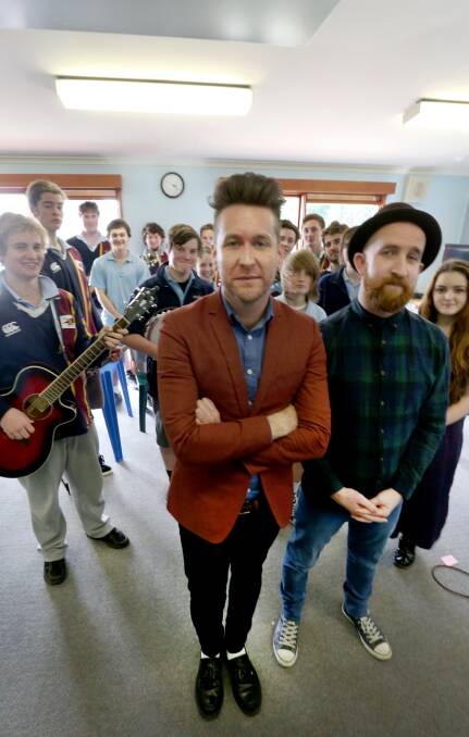 NEW TUNES: Eskimo Joe frontman Kav Temperley and producer Grant Windsor are running a two-day songwriting workshop at Timboon P-12. Picture: Amy Paton