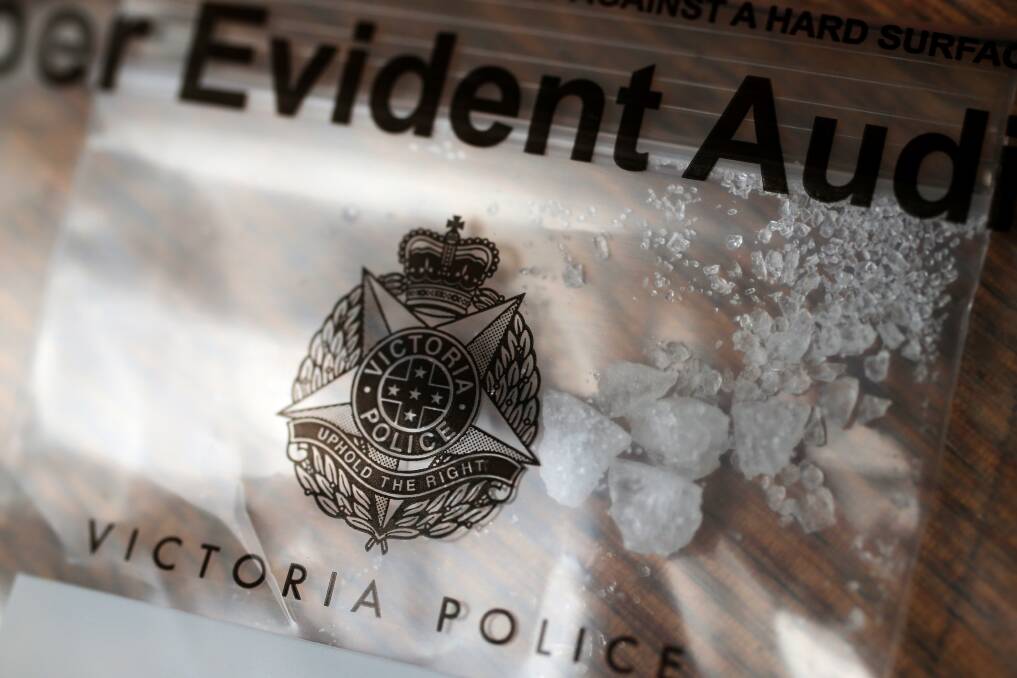 BUSTED: Methamphetamine crystals, known as ice, which Warrnambool police recently seized for evidence in court.  Picture: Rob Gunstone