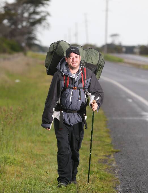 JOURNEYMAN: Steve Harvey is walking from Mandurah, WA, to Sydney in a massive effort to raise money and awareness for the homeless. Picture: Vicky Hughson