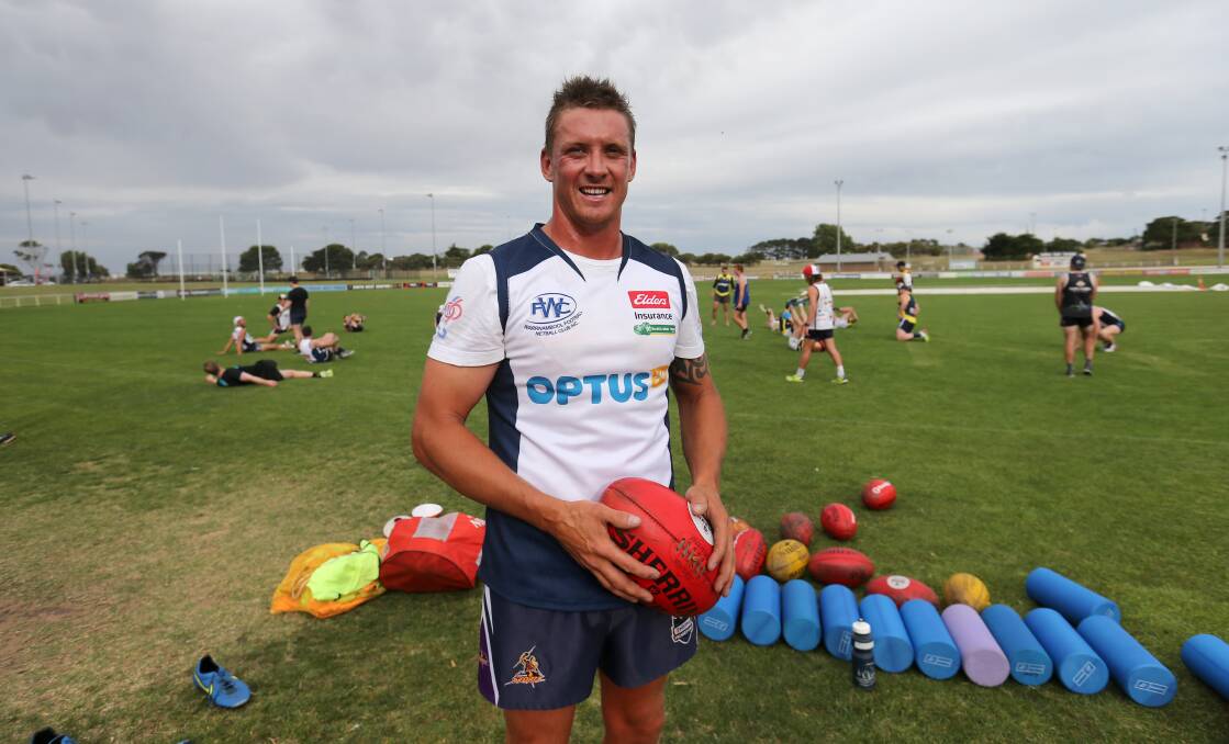 BACK AT IT: Warrnambool forward Jason Rowan is back at training after a season on the sidelines due to a knee reconstruction. Picture: Amy Paton