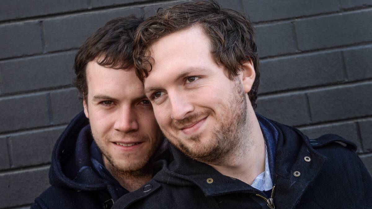 HIGH HOPES: Gay couple Kevin Newman and Johnathan Brown who hope to get married later this year. Labor leader Bill Shorten wants a free MP vote on marriage equality.
