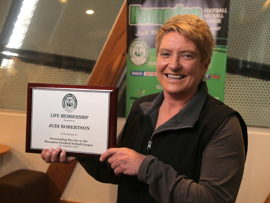 LONG-TERM SERVICE: Terang-Mortlake's Judi Robertson was awarded Life Membership of the HFNL for her service to netball.