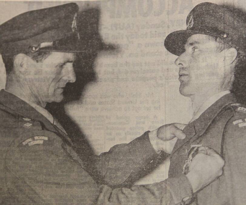 Fifty years ago: Former commanding officer of Warrnambool unit, Lieutenant John MacDonald was awarded for 12 years of army efficiency. 