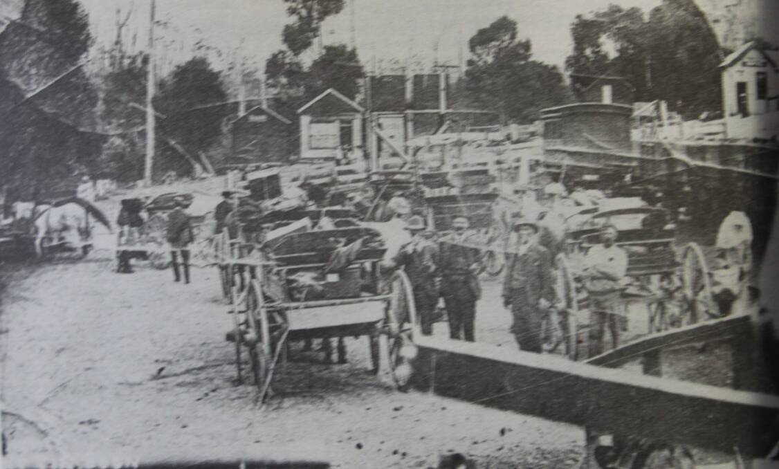 Blast from the past: The Timboon Railway Station was a hive of activity at the turn of the century with visitors to the town only having to walk a small distance to the Railway View Hotel in the right of this photograph. 