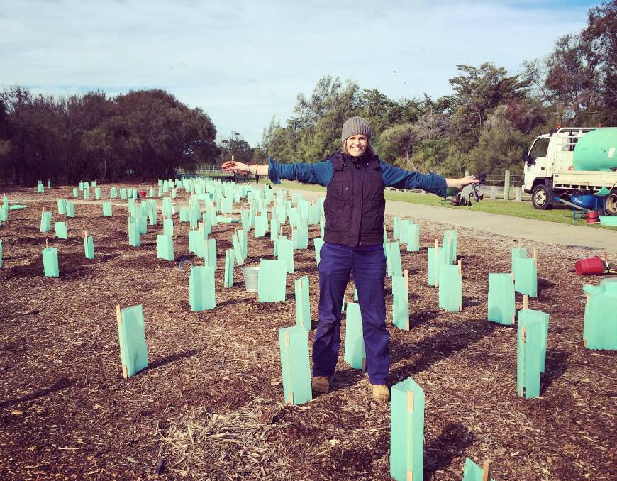 Green thumps support: Green Hip store owner Olivia Thwaites will help plant 2000 trees this Saturday on a Cooriemungle property as part of biodiversity month.