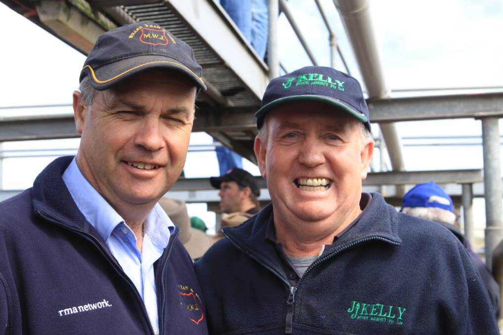 Warrnambool Stock Agents Association president Jack Kelly (r) with Mount Gambier stock agent Andrew Whan. 