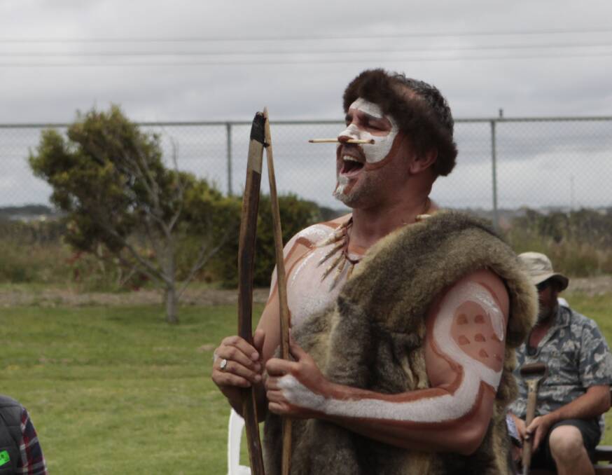 Traditional performer and speaker Jamie Thomas at the Warrnambool Community Garden Open Day. 