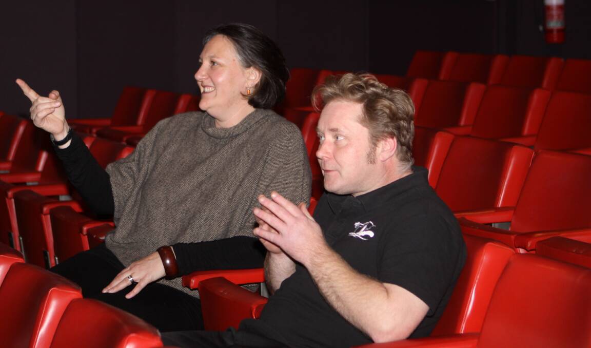 Lights, camera, action: Glenelg arts and culture manager Susie Lyons and theatre technician Rob Foard welcome the return of Portland's cinema-theatre. Photo: Steff Wills 