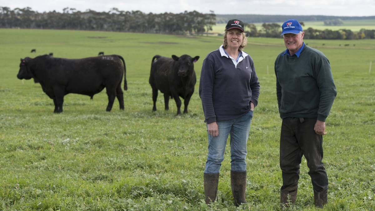 Greener grass: Weeran Angus principals Jo and Alec Moore will host a combined field day with Upper Murray Seeds on Wednesday, September 7. 