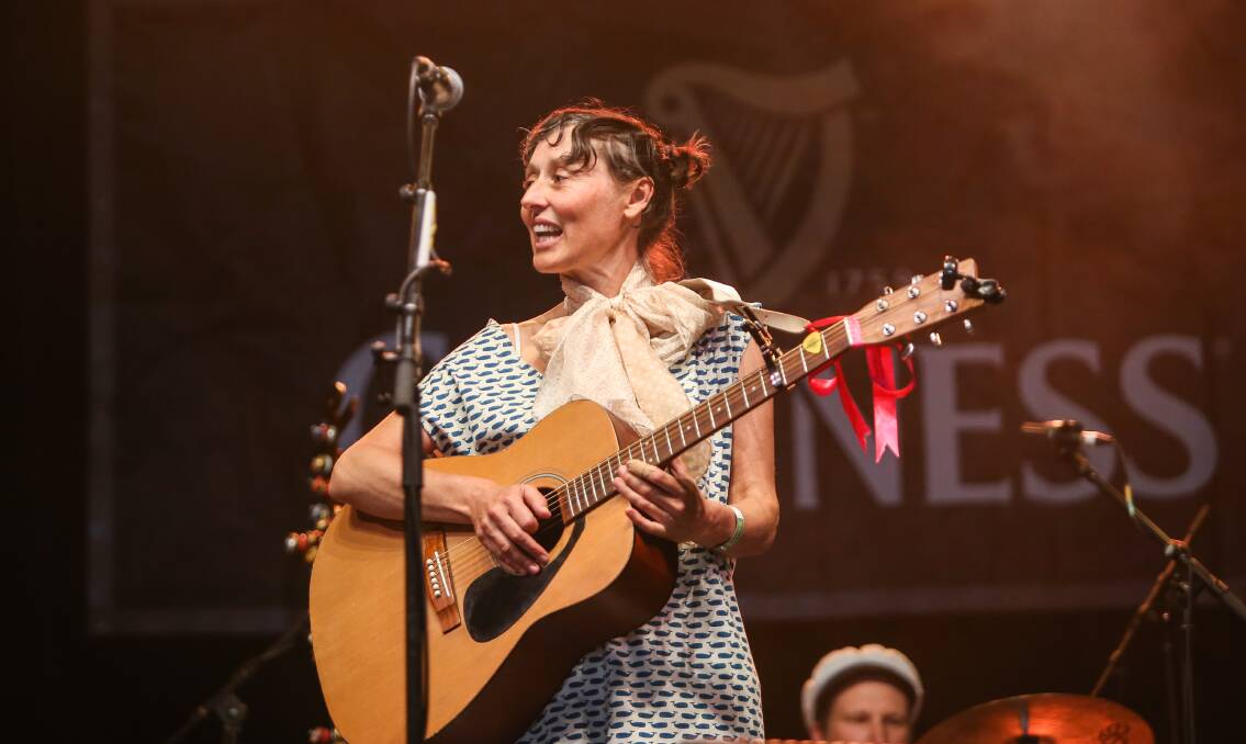 Port Fairy musician Kate Gane pictured performing in the Shebeen with Southern Ocean Sea Band. Picture: Amy Paton