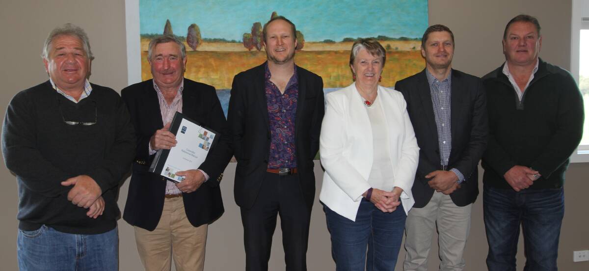 NEW AND OLD: Jim Doukas, Ian Smith, Jordan Lockett, Jill Parker, Daniel Meade, and Mick Wolfe (and the absent Colin Ryan) make up the new Moyne Shire Council.