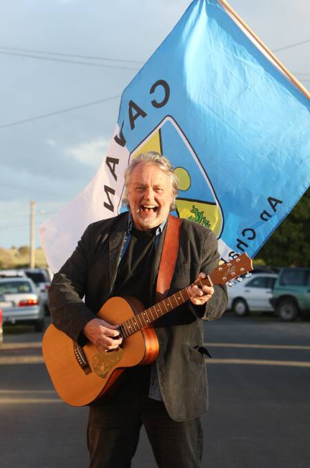 UP THERE, MIKE BRADY: Singer-songwriter Mike Brady, pictured at the 2015 Koroit Irish Festival, is back again this year.