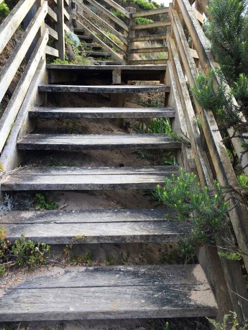 Moyne Shire photos show the condition of the steps at the Bay of Martyrs.