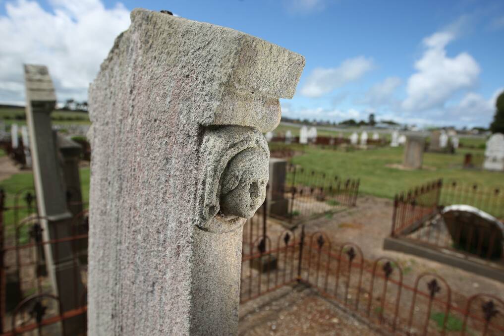 A headstone detail in the Port Fairy cemetery.