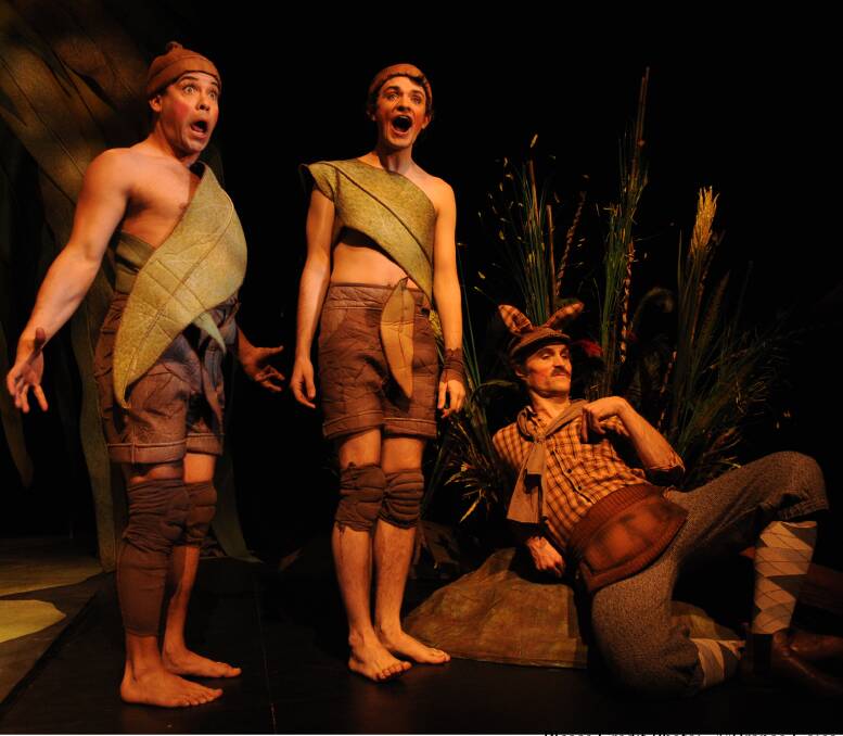 TALES FROM THE BUSH: (From left) Cuddlepie (Kirk Page), Snugglepot (Jacob Warner), and Kangaroo Cabbie (Christopher Tomkinson) in the new production. Picture: Branco Gaica