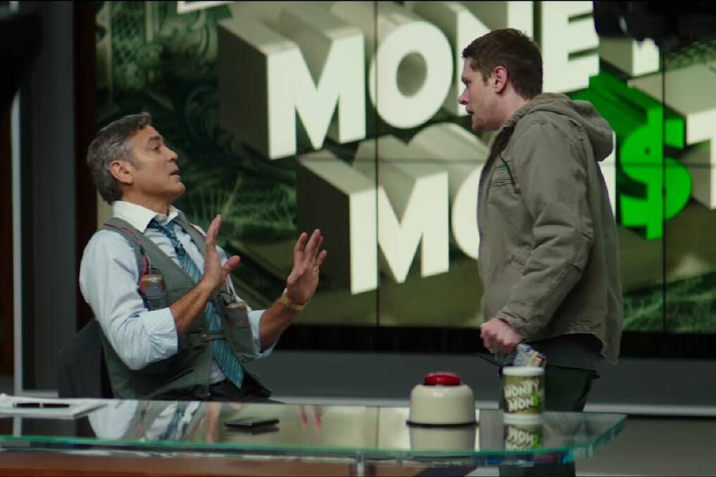 George Clooney and Jack O'Connell have a minor disagreement in Money Monster.