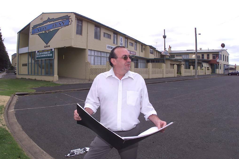CLOSING TIME: Peter "Cork" Walsh, pictured in 2000 outside the old Lady Bay Hotel, has put the Lady Bay Resort out for expressions of interest.