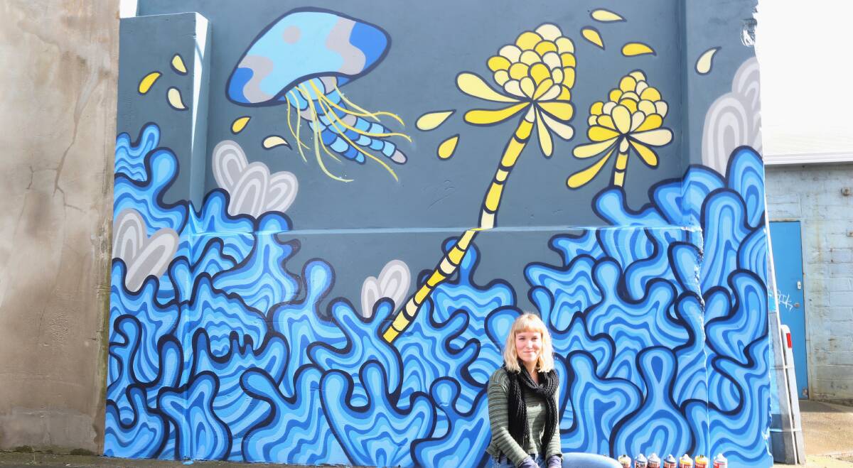 TAKING IT TO THE STREETS: Jessica Meggs said she was excited to create a new piece of street art in Warrnambool. Picture: Amy Paton.
