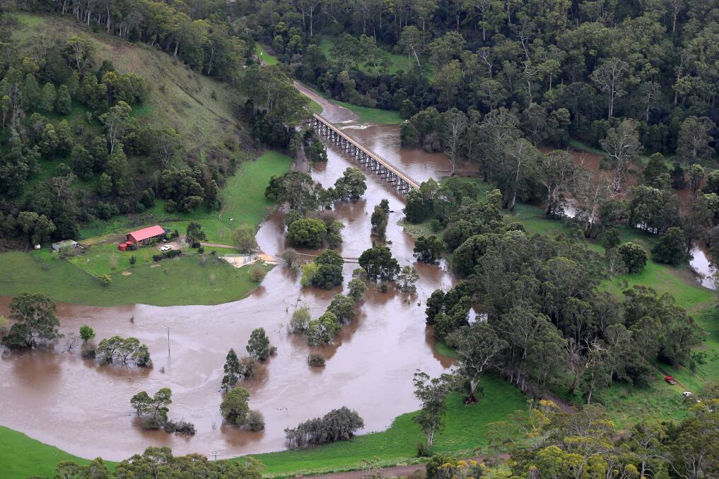 The swollen Curdies River during the September floods. Picture: Rob Gunstone