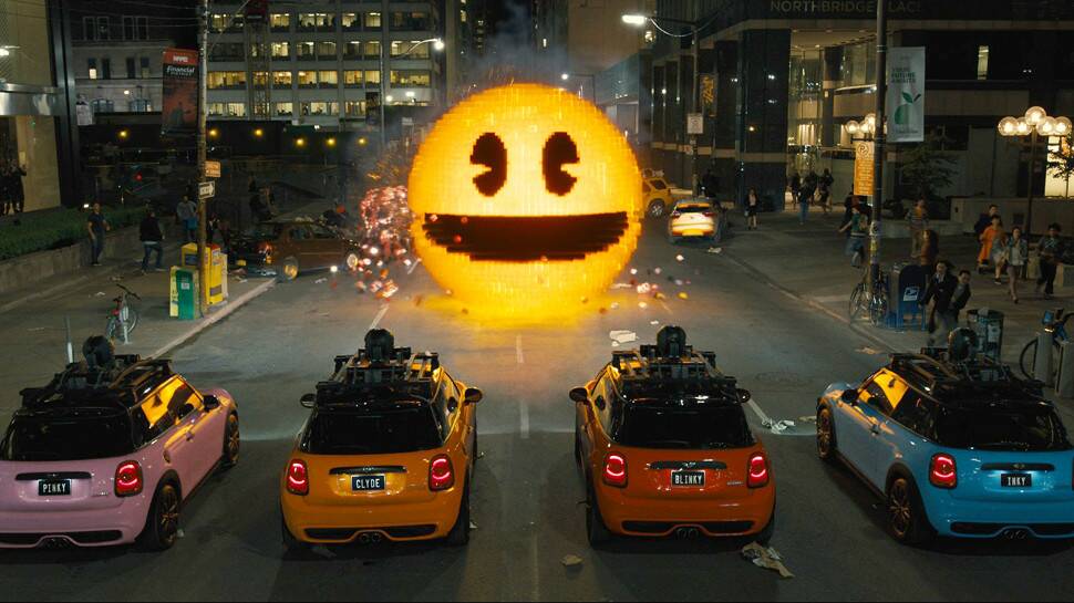 Pacman faces off against the "ghosts" in PIxels.