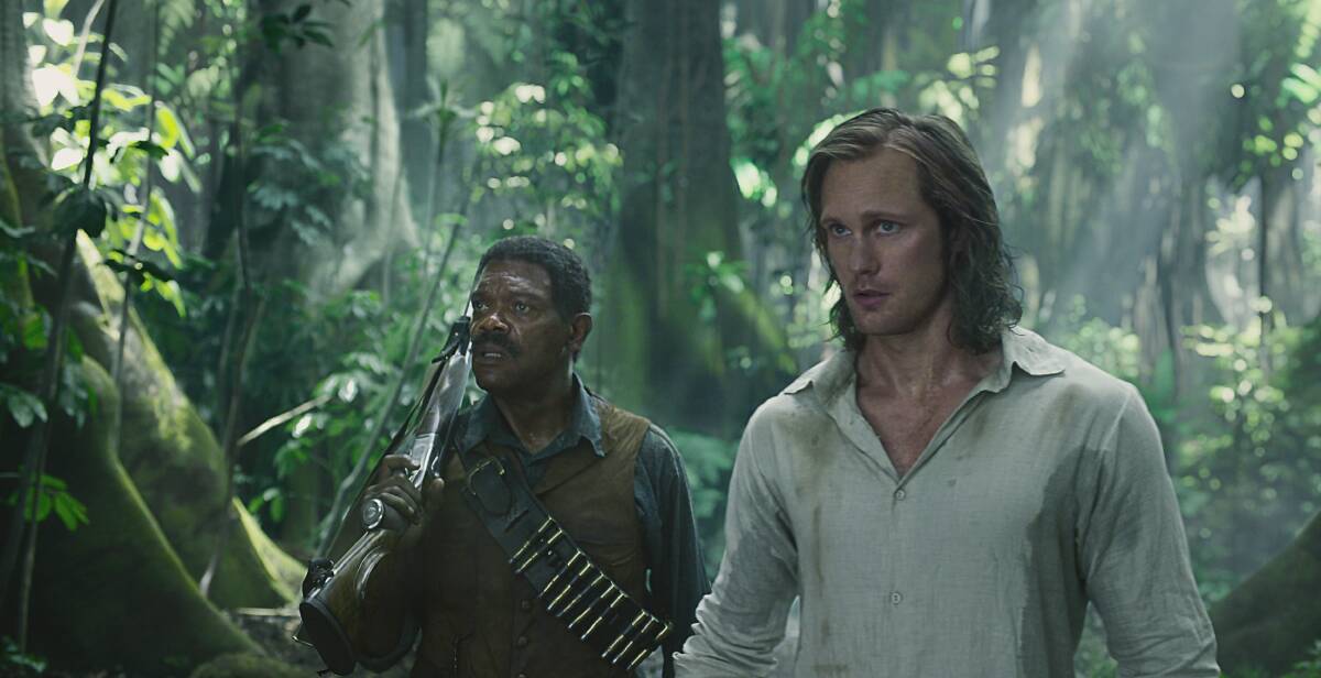 Samuel L Jackson and Alexander Skarsgård venture into the jungle in The Legend Of Tarzan.